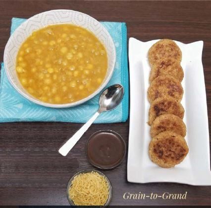 Ragda Pattice (Soya chunks and Sama Millet patties)